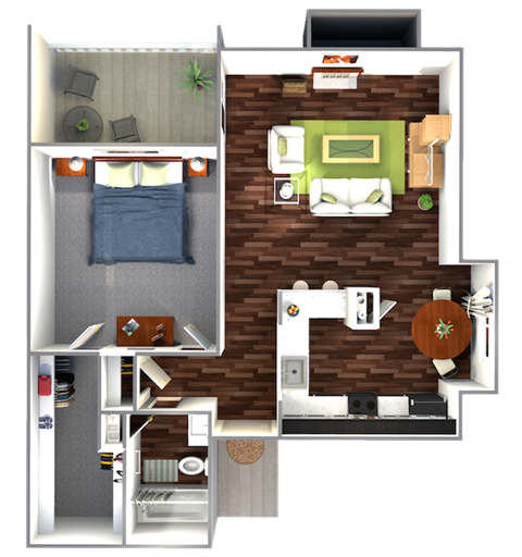 a floor plan of our studio apartment at The View at Lake Highlands
